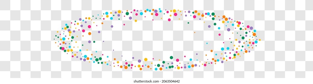 Multicolored Rain Happy Vector Panoramic Transparent Background. Transparent Polka Invitation. Fun Splash Design. Color Round Festival Pattern.