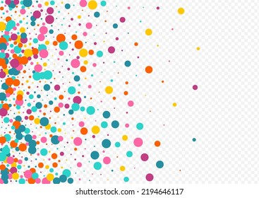 Multicolored Rain Happy Vector Transparent Background. Transparent Circle Pattern. Independence Dot Banner. Color Round Christmas Wallpaper.