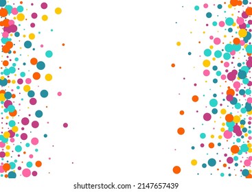 Multicolored Rain Happy Vector White Background. Effect Round Background. Carnaval Dot Backdrop. Bright Confetti Celebrate Invitation.