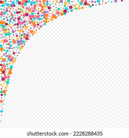 Multicolored Rain Invitation Vector Transparent Background. Christmas Polka Banner. Top Dot Illustration. Rainbow Confetti Flying Invitation.