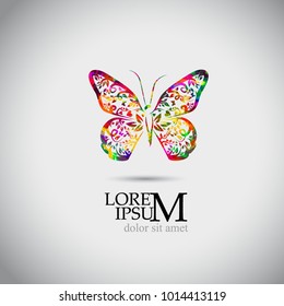 Multicolored rainbow abstract butterfly. Vector
