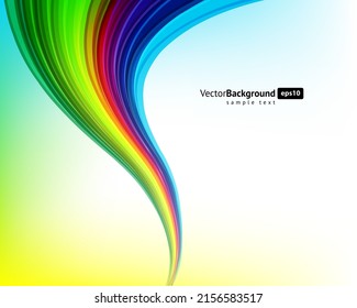 Multicolored rainbow curved stripes infinity abstract lines wave ornament background template vector illustration. Bright rays rippled gradient elements creative flyer mobile interface landing page