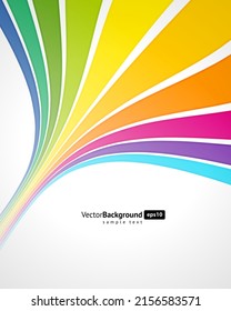 Multicolored rainbow curved stripes infinity abstract lines wave ornament background template vector illustration. Bright rays rippled gradient elements creative flyer mobile interface landing page