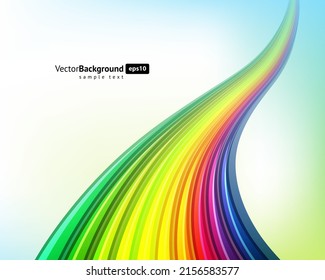 Multicolored rainbow curved stripes infinity abstract lines wave ornament background template vector illustration. Bright rays rippled gradient elements creative flyer mobile interface landing page
