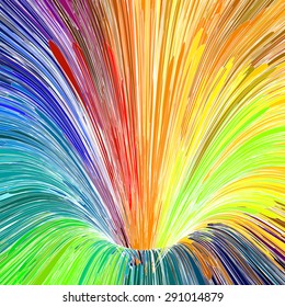 Multicolored rainbow funnel brush strokes background.
