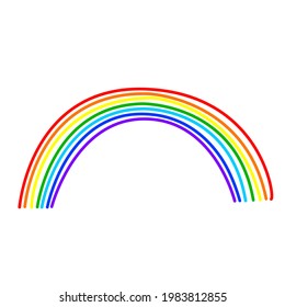 Multicolored rainbow on a white background. Bright design element.