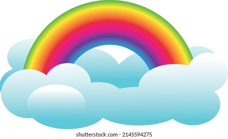 multi-colored rainbow peeking out from behind the clouds