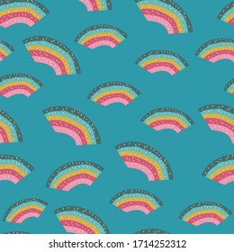 Multi-colored rainbow seamless background. Children's illustration in Scandinavian style.