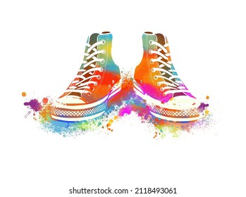 Multicolored rainbow sneakers. Vector illustration