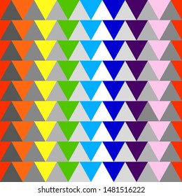 Multicolored rainbow triangle shapes in seamless repeating vector pattern