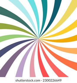 Multicolored rays on a white background. Colorful rays, lines background, color wheel. Vector