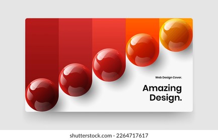 Multicolored realistic balls annual report template. Isolated website vector design illustration.