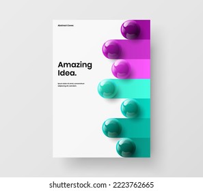 Multicolored realistic balls banner illustration. Fresh handbill A4 design vector layout.