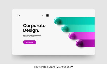 Multicolored realistic balls book cover concept. Colorful website screen design vector template.