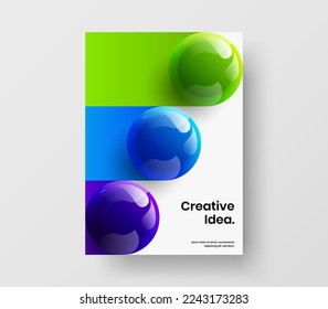 Multicolored realistic balls booklet layout. Modern company cover A4 vector design illustration.