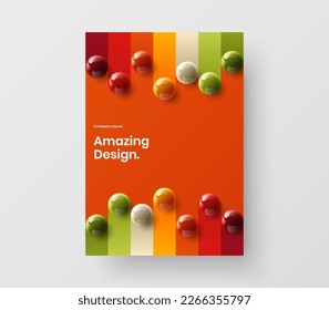 Multicolored realistic balls journal cover template. Trendy banner design vector layout.