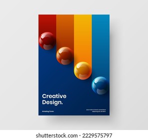 Multicolored realistic balls leaflet illustration. Colorful corporate brochure design vector template.