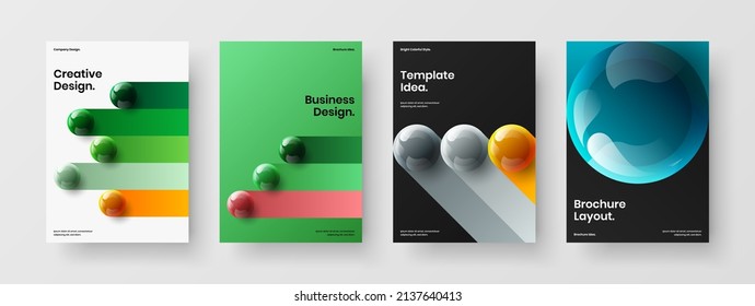 Multicolored realistic balls postcard illustration set. Amazing handbill vector design layout composition.