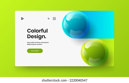 Multicolored realistic balls poster layout. Bright site design vector illustration.