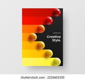 Multicolored realistic balls presentation layout. Minimalistic corporate brochure vector design concept.