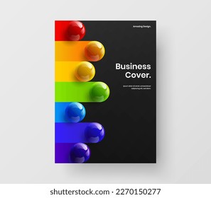 Multicolored realistic spheres corporate cover template. Geometric flyer vector design concept.