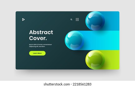 Multicolored realistic spheres leaflet layout. Amazing cover design vector template.