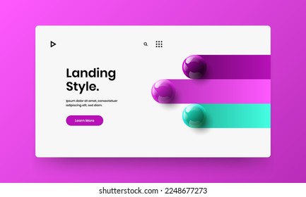 Multicolored realistic spheres placard layout. Minimalistic company brochure design vector illustration.