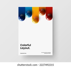 Multicolored realistic spheres postcard concept. Trendy banner A4 vector design illustration.