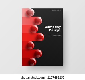 Multicolored realistic spheres poster concept. Amazing corporate identity A4 vector design layout.