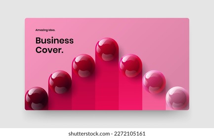 Multicolored realistic spheres poster concept. Vivid journal cover design vector layout.