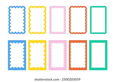 Multicolored rectangular frames with wavy edges set