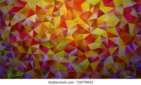 Multicolored red, orange, yellow, multi-colored polygonal kaleidoscope abstract background, cover, consisting of a structure of triangles. Texture, Background in mosaic style and origami. 