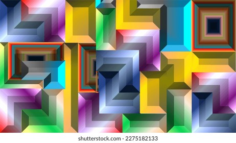 mehrfarbiger, reflektierender und glänzender quadratischer Hintergrund