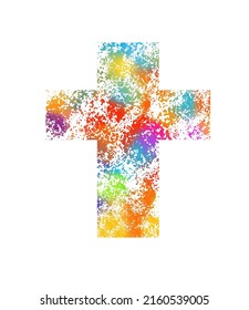 Multicolored religious cross. Happy easter. Vector illustration