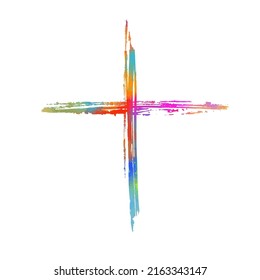 Multicolored religious cross. Happy easter. Vector illustration