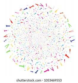 Multicolored Repair Tools explosion cluster. Vector round cluster burst organized by scattered repair tools items. Bright Vector illustration.