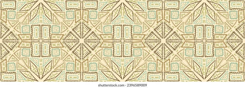 Multicolored repeating national pattern. Seamless abstract background. Symmetrical texture. Handmade on the ornament