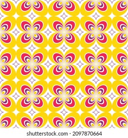 Multicolored retro pattern. Drawing in the style of hippies and 70s. Vector illustration. For use in packaging, brochures, fabrics, prints, flyers, posters, social media.