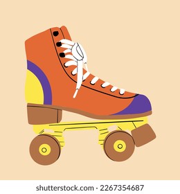 Multicolored retro roller skates, quads. Vector illustration in cartoon style. Healthy lifestyle.