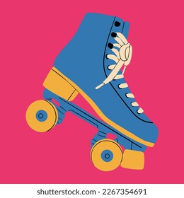 Multicolored retro roller skates, quads. Vector illustration in cartoon style. Healthy lifestyle.