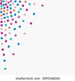Multicolored Rhombus Vector Transparent Background. Bright Business Element Pattern. Metal Cube Cover. Gradient Polygon Shiny Image.