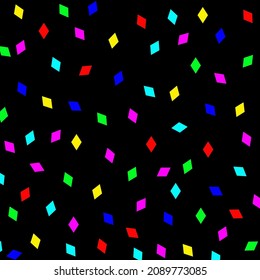 Multicolored rhombuses on black background - vector image
