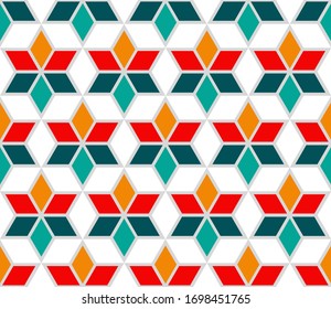 Multicolored rhombuses seamless pattern in retro style. Stock vector illustraion 