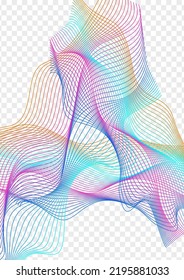 Multicolored Ribbon Background Transparent Vector. Flow Design. Rainbow Soundwave Energy. Blend Isolated Cover. Gradient Splash Contour.