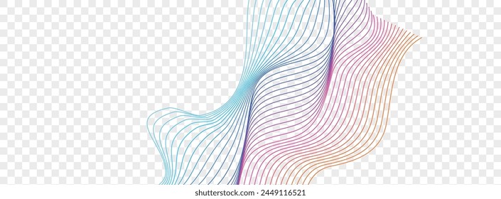 Multicolored Ribbon Background Transparent Vector. Surface Poster. Colorful Contour Twisted. Line Motive Banner. Neon Spiritual Curve.