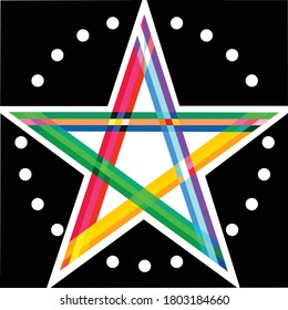 Multi-colored ribbon forming a star