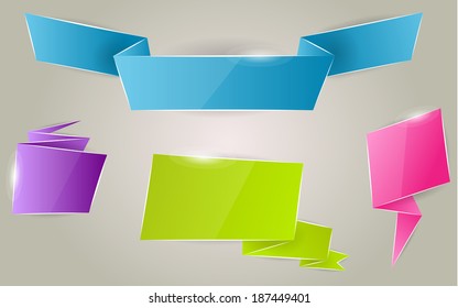 Multicolored ribbon web banner set