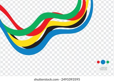 Multicolored ribbons on a transparent layer