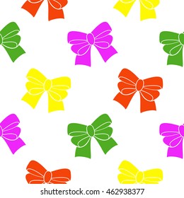 Multi-colored ribbons on a white background.