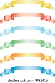 Multi-colored ribbons on a white background